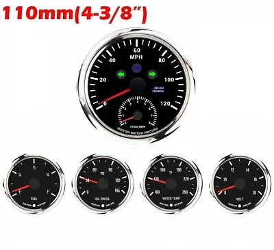 W PRO 5 Gauge Set 110mm GPS Speedometer Tachometer 120 MPH Turn Signal High Beam • $175.49