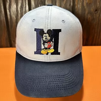 Vintage Mickey Mouse Hat Snapback Ball Cap Blue M Disney Faded Distressed 90s • $10