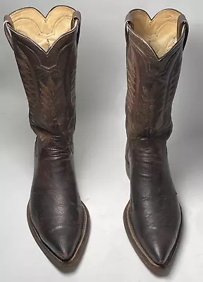 M.L. Leddy Handmade 1960s Classic Brown Western Cowboy Boots 8.5D Snip Toe Texas • $200