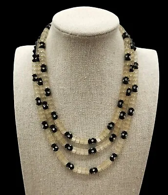 VIntage VENDOME Necklace Glass Lucite? Rhinestone Multistrand Clear Black READ • $134.95