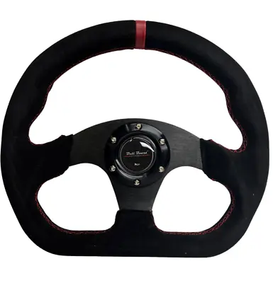 LIGHTWEIGHT RACING BILLET 6-BOLT STEERING WHEEL BLACK Alcantara RED STITCHING • $59.46