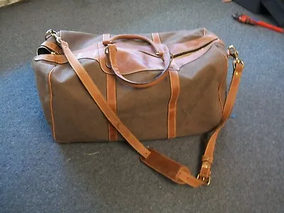 Holland Brothers Leather Trim Travel Duffle Bag Adventure  Brown L Made In USA • $150
