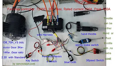 BLDC Motor QS138 70H_V3_3Kw14Kw PeakGear Ratio2.35_Controller 24V-90V 450Apeak • $588