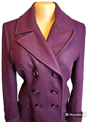 Vtg Moda Int'l Victorias Secret Pea Coat Womens S Purple Blackberry Wool Blend • $18.99