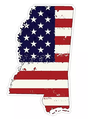 Mississippi State (J25) USA Flag Distressed Vinyl Decal Sticker Car/Truck Laptop • $6.99