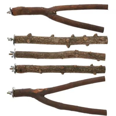 $20.99 • Buy Bird Perch Natural Wood 5-Pack Parrot Toy Stable Scrub Station Cage Accessories