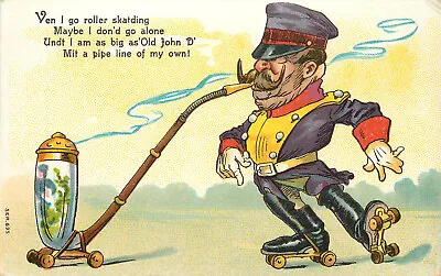 Postcard Kaiser WIlhelm II Smoking Porcelain Pipe On Roller Skates Series 695 • $25.99