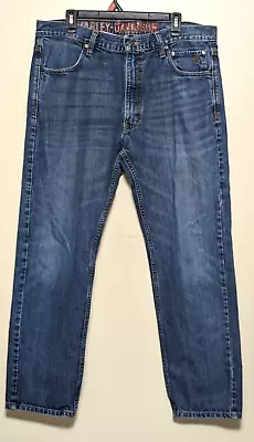 Harley Davidson Relaxed Straight Leg Jeans Men 36x32 Medium Blue Denim Wash #357 • $17.99