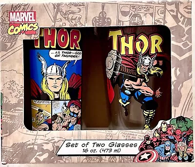A Set Of 2 Marvel Thor Drinking Glasses! Tumblers! Pints! New In Box! Wow!! • $9.99