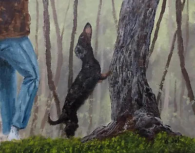 Oil Painting Dachshund Dog Forest Landscape Animal Art By A. Joli • $135