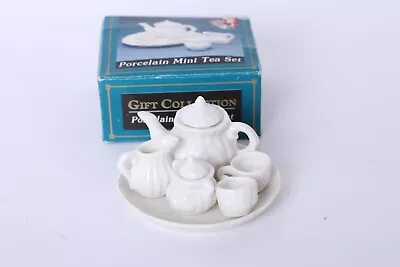 Vintage All-white Porcelain Mini Tea Set W/fruit Pattern---8-pc Set • $7