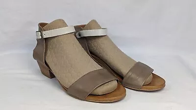 Eos Beige Tan Leather Sandals Brick Womens Shoes Casual Sandals Heeled Size 38 • $45
