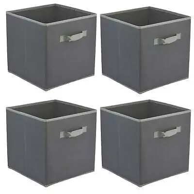 Foldable Canvas Storage Boxes Set Of 4 Fabric Square Collapsible Cubes Toy Box • £13.99