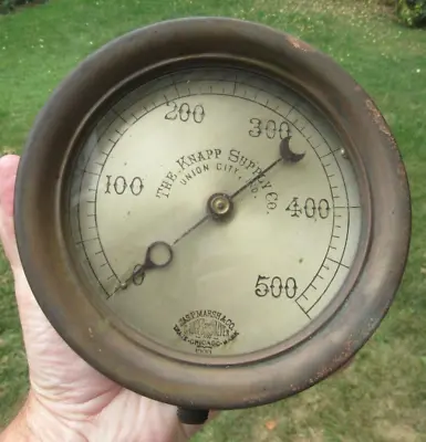 Antique Steam Gauge Jas. P. Marsh & Co Chicago 1900 The Knapp Supply LARGE BRASS • $269.99