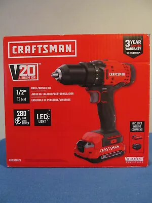 NEW CRAFTSMAN CMCD700C1 DRILL 20V CORDLESS 2 SPEED 1/2  KEYLESS W BATT & CHRAGE • $40