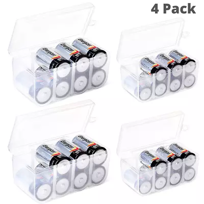 4Pcs Battery Storage Box Case Holder Batteries Container Organizer Two C & Two D • $19.99