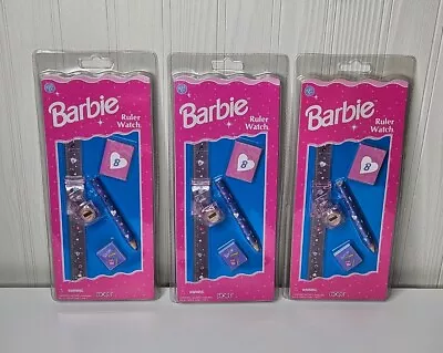 1997 Barbie Ruler Watch Kids Pink Vtg 90s Deadstock Hope Unopened NOS Lot Of 3 • $17.99