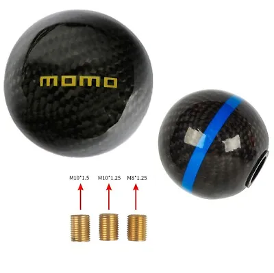 MOMO Real Carbon Fiber Black Ball Blue Stripe Manual Gear Shift Knob Shifter • $24.88