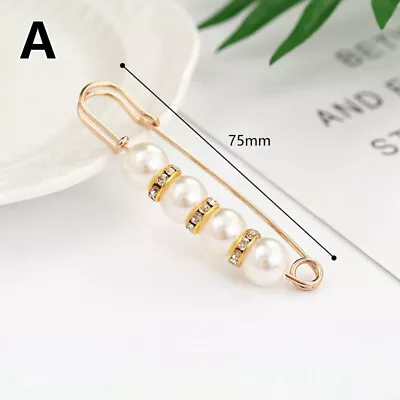 Charm Crystal Pearl Clothes Pins Brooch Women Pants Buckle Jewellery Safety Pin • £1.91