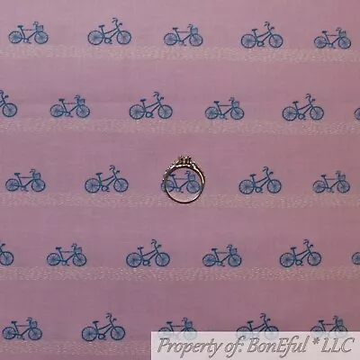 BonEful Fabric Cotton Quilt Pink Beach Easter Bike Bicycle Stripe Kid SALE SCRAP • $0.55