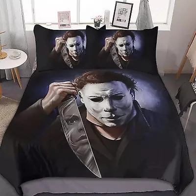 Halloween Gift Idea Michael Myers Horror Full Bedding Duvet Cover Set (4pcs) • $59.99