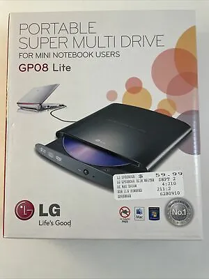 $19.95 • Buy LG Portable Super Multi Drive GP08 Lite GP08NU6B With Cable & Software