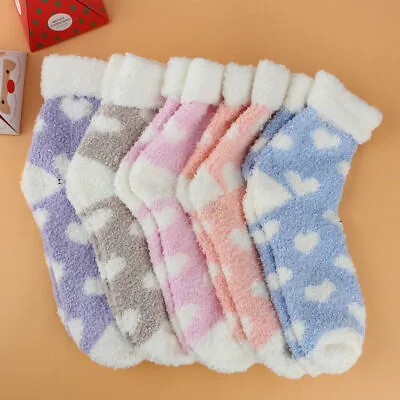 £4.89 • Buy Winter 5 Pairs Ladies Heart Warm Bed Cosy Lounge Soft Floor Fluffy Socks Decor
