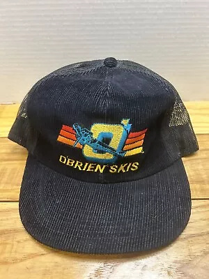 Vintage O'Brien Skis Corduroy Mesh Snapback Hat Black OSFA • $22.99