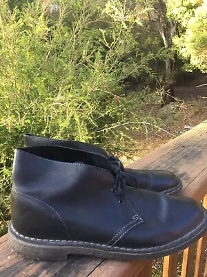 CLARK Originals Black Leather Desert Boots Mens Size 12-12.5  Medium Width • $100