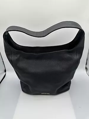 Michael Kors Lena Black Pebbled Leather Zip Shoulder Hobo Handbag • $59.99