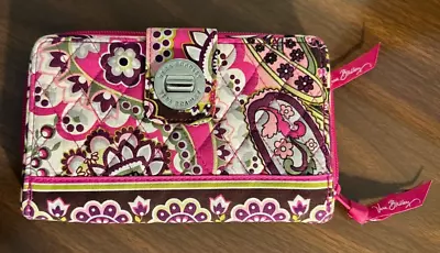 VERA BRADLEY Turnlock Wallet Pink Flower PAISLEY Clutch Purse - NEW Without Tags • $23.99