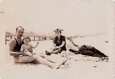 $7 • Buy Old Antique Vintage Photograph People Lounging In Sand At Beach Brigantine 1939
