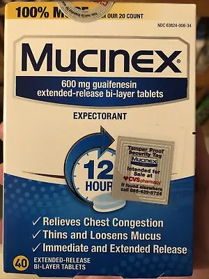 Mucinex 600mg 40 Tablets New • $5