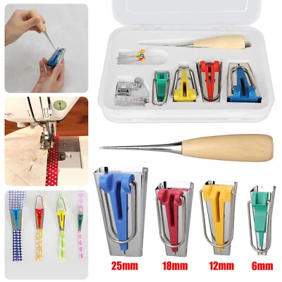 $10.98 • Buy 16X Fabric Bias Binding Tape Maker Kit Binder Foot Sewing Quilting Sew Case Tool