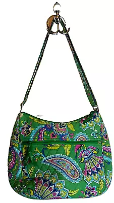 Vera Bradley Carryall Crossbody Bag Purse Green  Emerald Paisley #D-5 • $11.81