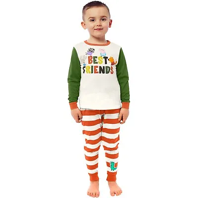 £16.99 • Buy George Pig Dino PJs Kids Boys 18 24 Months 2 3 4 5 6 7 8 Years Pyjamas Stripes