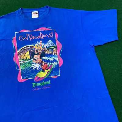 Vintage Disneyland Shirt Mens XXL Blue Mickey Mouse Surfing Resort Vacation 90s • $29.95