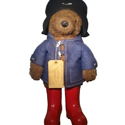 Vintage Paddington Bear With Coat Wellies Hat & Label 21 Inches Tall • £47.95