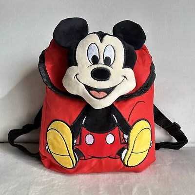Mickey Mouse Toddler Backpack Nylon Tote Plush Mickey Head Velour Body • $9.99
