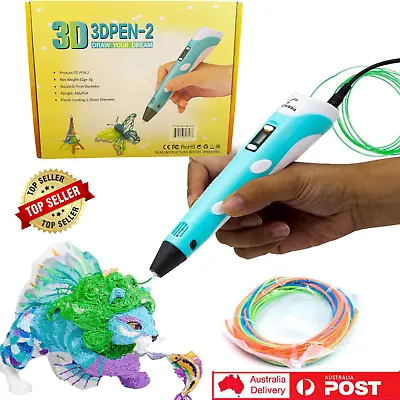 PowerBox 3D Printing Pen With Display - 5 Starter Colors Of PLA Filament • $38.99