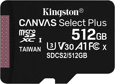 £5.98 • Buy 32GB 64GB 128GB 256GB 512GB Kingston Canvas Select Plus Micro SD Memory Card