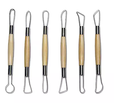 £6.45 • Buy 6 X WOODEN TWIN END RIBBON 6  POTTERY CLAY FIMO SCULPEY CERAMIC SCULPTING TOOLS