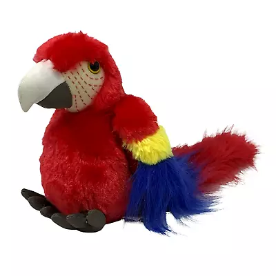 ADVENTURE PLANET Red Macaw Parrot 8  Plush Yellow Blue Feathers Bird Stuffed • $5.94