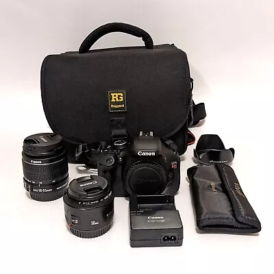 £168.87 • Buy Canon EOS Rebel T3i EOS 600D DSLR Camera W/ 18-55mm & 50mm Lenses + Accessories
