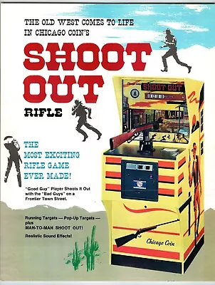 Shoot Out Arcade FLYER Original 1976 Rifle Gun Game Art Two Sided Retro Vintage • $36