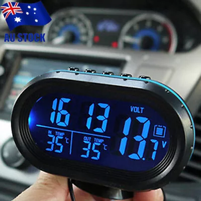 Car LCD Digital Thermometer Voltmeter Monitor Alarm Clock Cigarette Lighter 12V • $19.99