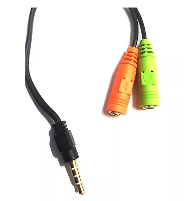 £2.90 • Buy 3.5mm Stereo Headphone Microphone Audio Splitter Cable Adapter Male To 2 Female