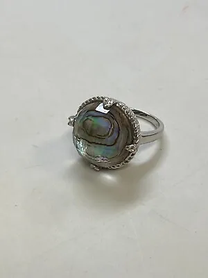 925 Sterling Silver Abalone Shell In  Dome Ring Size 6 PRELOVED! • $36.95