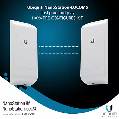 Ubiquiti Loco M5  Pre-Configured Bridge Kit  | 5GHz Wireless Network Bridge P2P • $199.99