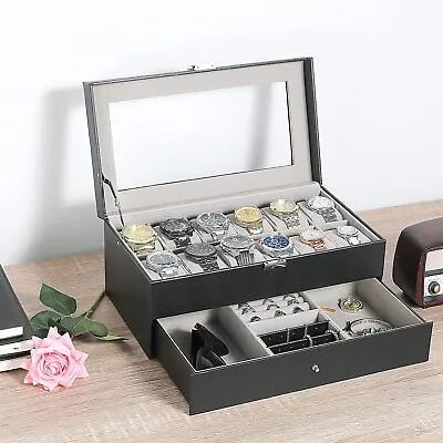 12 Slots Watch Box Watch Case For Men Women Jewelry Box Organizer Display Case • $26.99